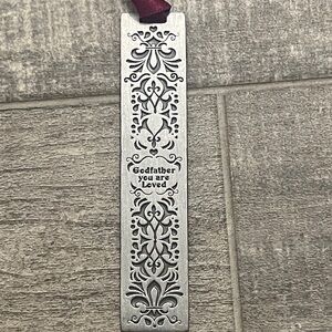 Godfather You Are Loved Elegant Silver Bookmark with Engraving